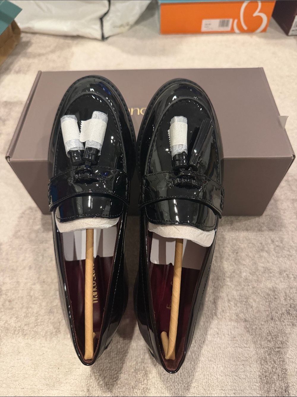 Franco Sarto Black Patent Tassel Loafers